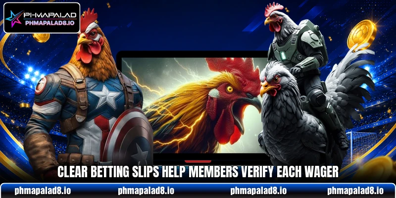 Clear betting slips help members verify each wager Clear betting slips help members verify each wager