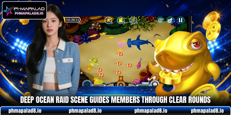 Deep ocean raid scene guides members through clear rounds Deep ocean raid scene guides members through clear rounds