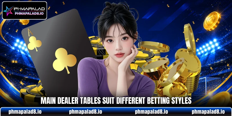 Main dealer tables suit different betting styles Main dealer tables suit different betting styles