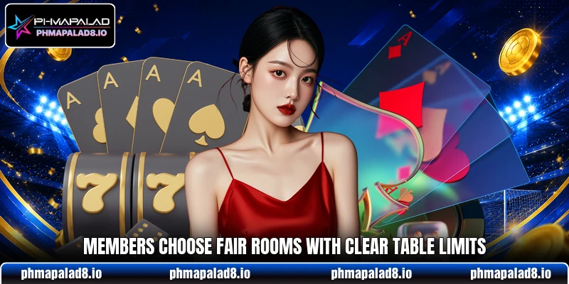 Members choose fair rooms with clear table limits Members choose fair rooms with clear table limits