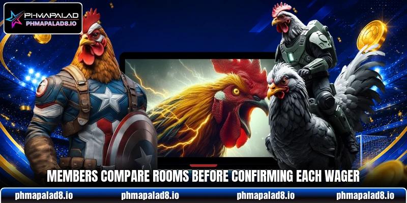 Members compare rooms before confirming each wager Members compare rooms before confirming each wager