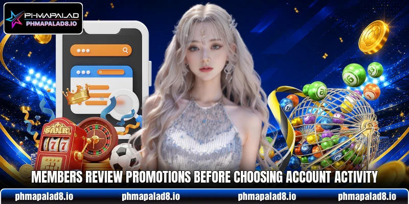 Members review promotions before choosing account activity Members review promotions before choosing account activity