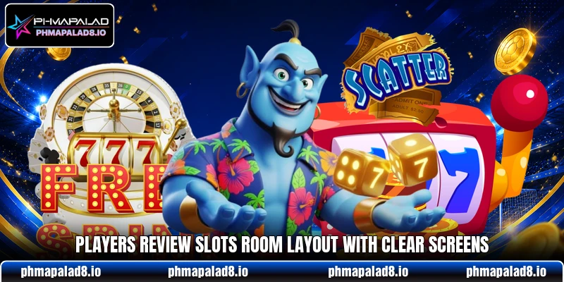 Players review slots room layout with clear screens Players review slots room layout with clear screens