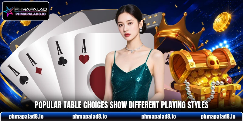 Popular table choices show different playing styles Popular table choices show different playing styles