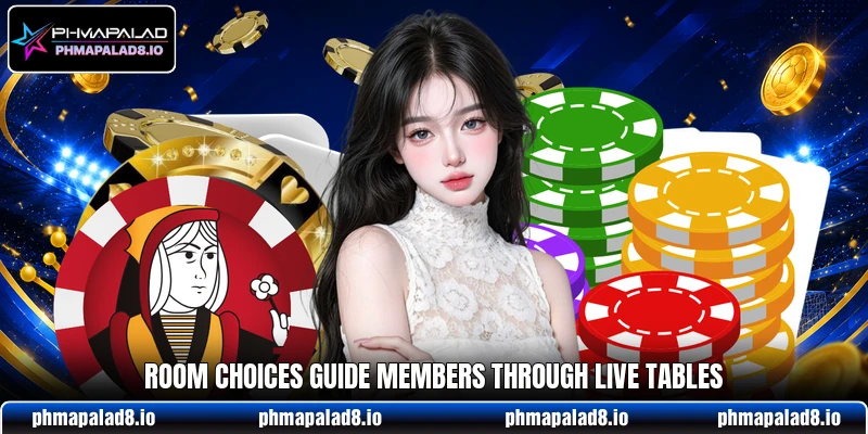 Room choices guide members through live tables