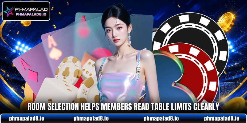 Room selection helps members read table limits clearly Room selection helps members read table limits clearly